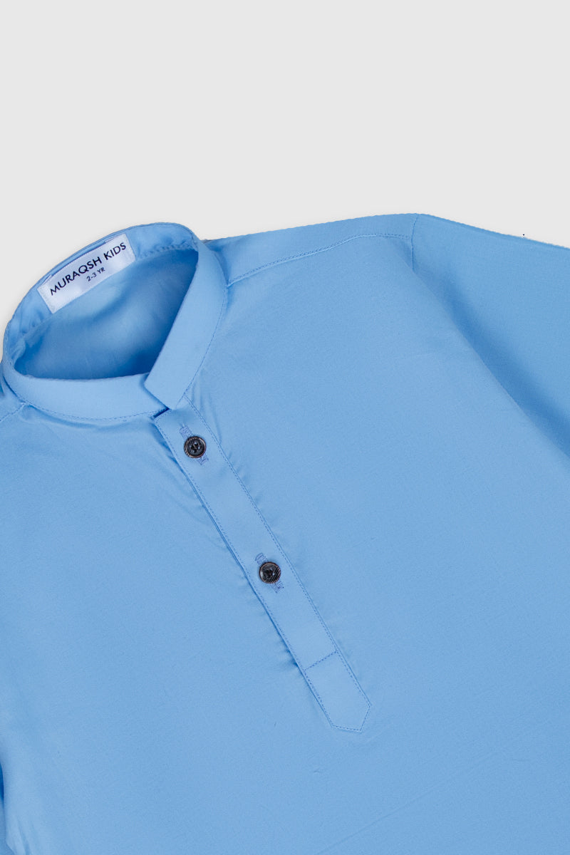 Sky Blue Soft Cotton Kurta Trouser - Kids