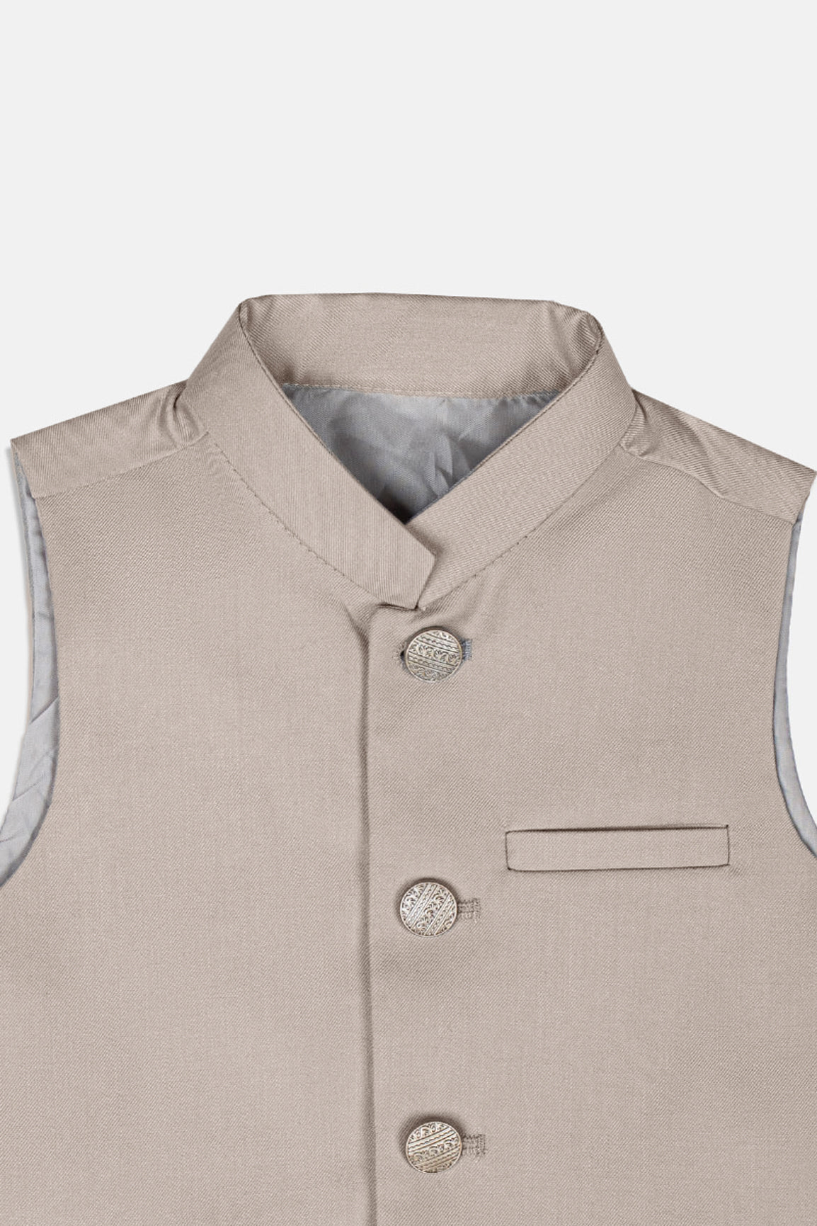 Beige Suiting Waistcoat - Straight Cut Buttoned - Kids