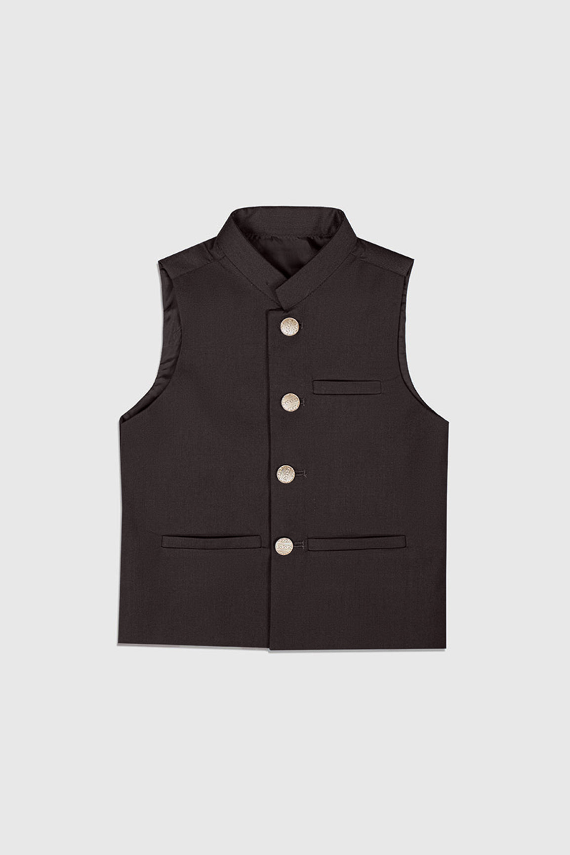 Deep Olive Suiting Waistcoat - Straight Cut Buttoned - Kids