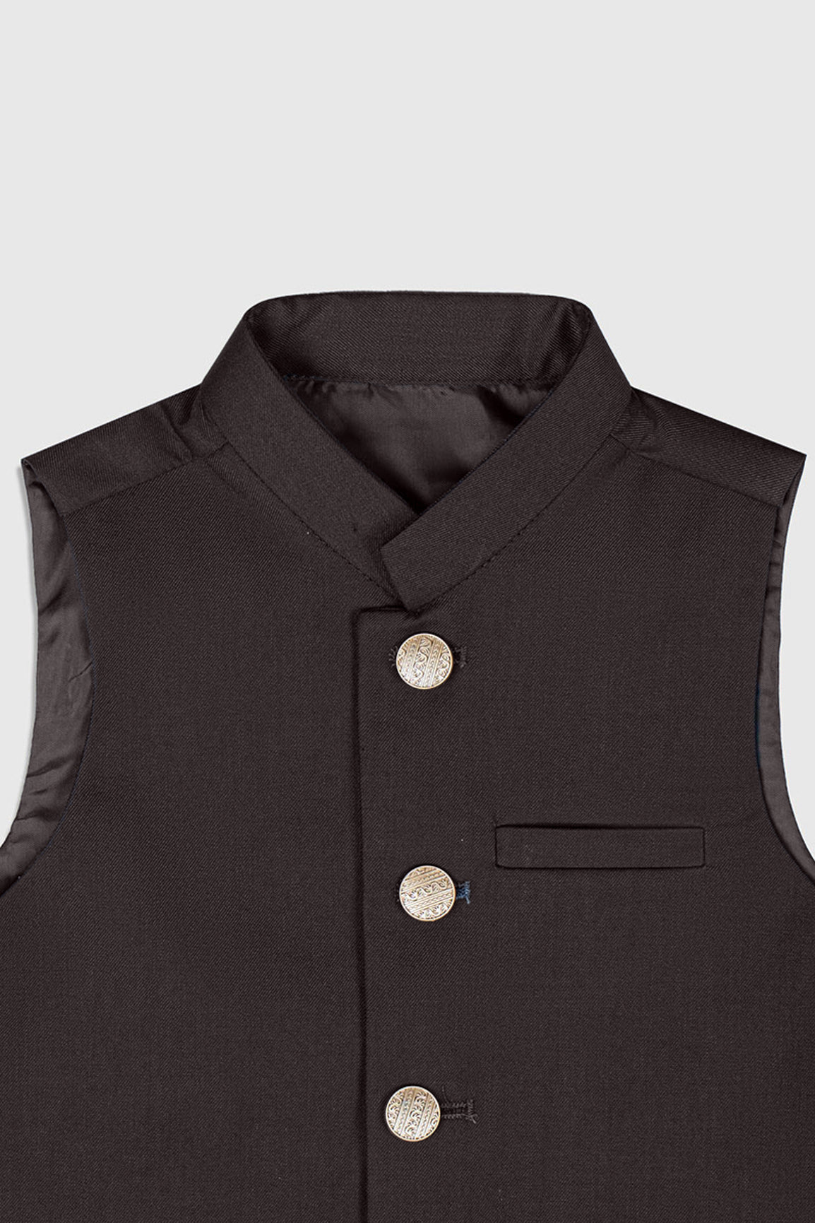 Deep Olive Suiting Waistcoat - Straight Cut Buttoned - Kids
