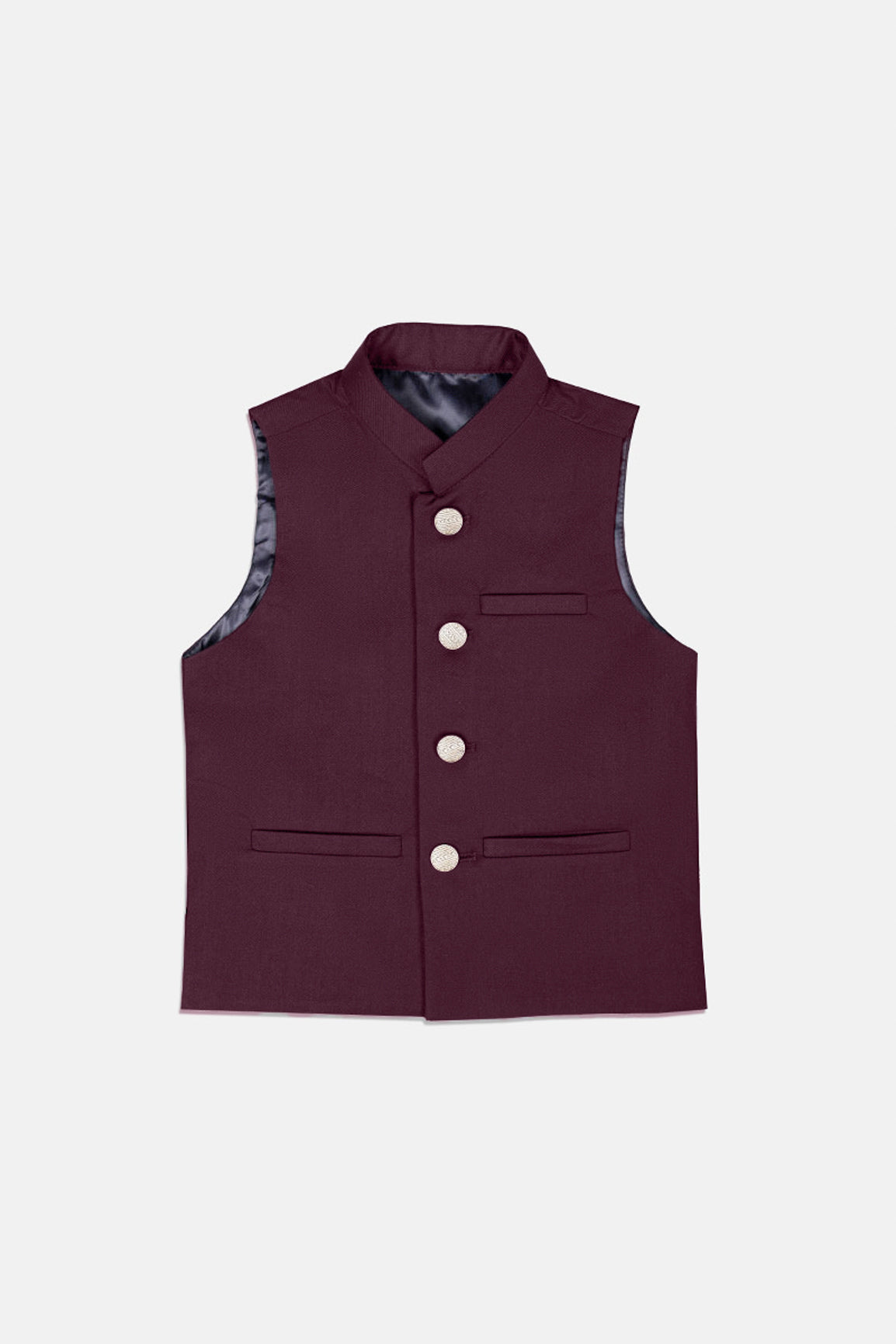 Burgundy Suiting Waistcoat - Straight Cut Buttoned - Kids