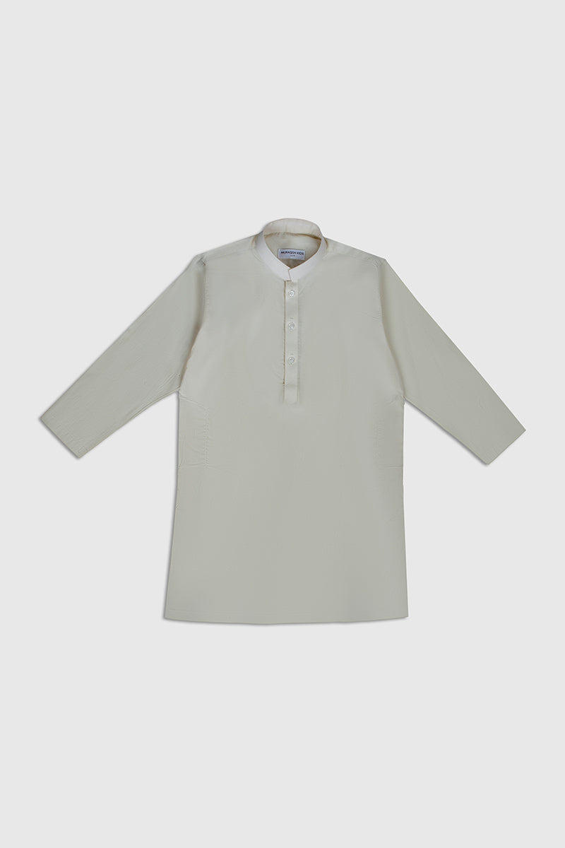 Bosky White Soft Cotton Kurta Trouser - Kids