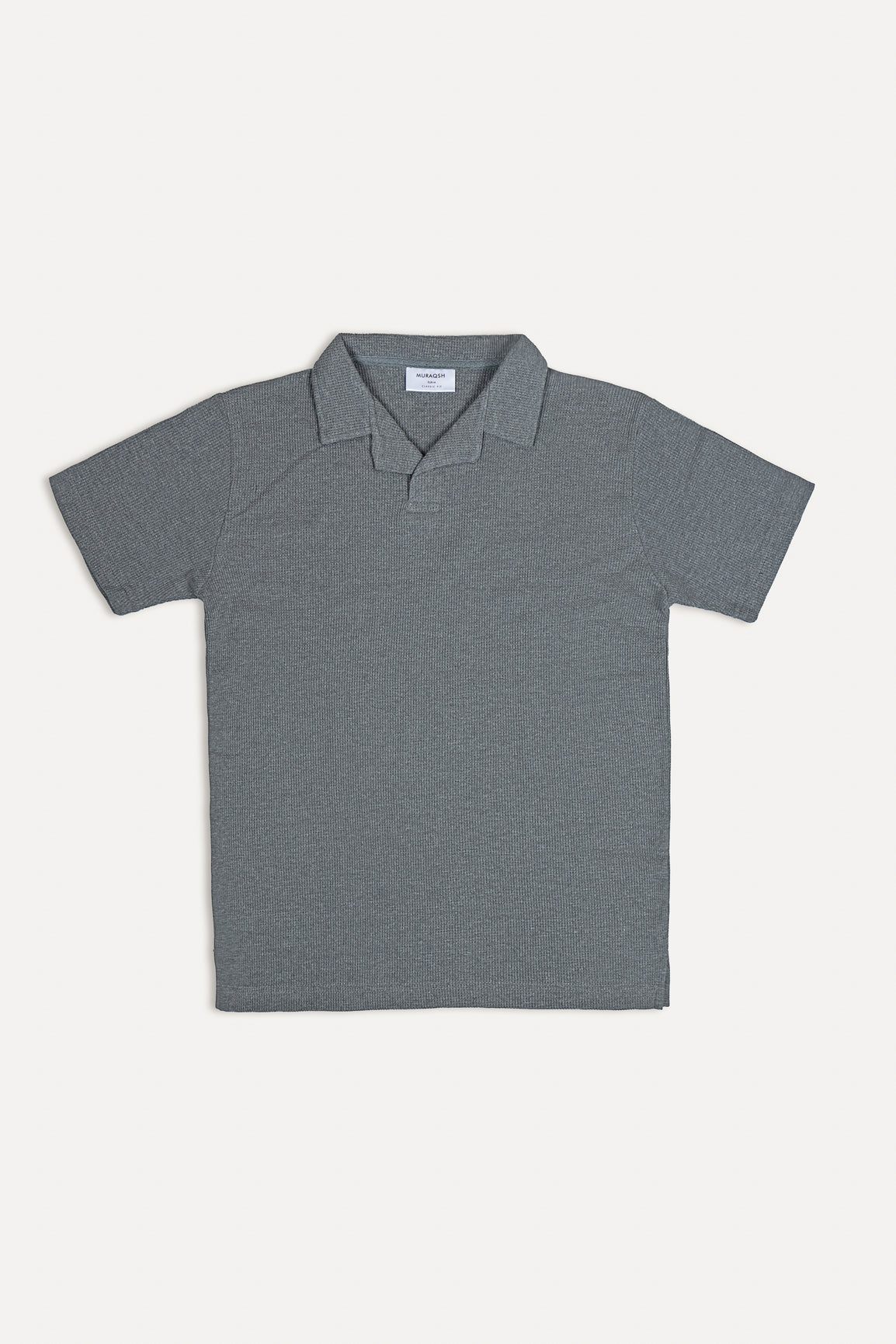 Light Grey Waffle Revere Polo - Men