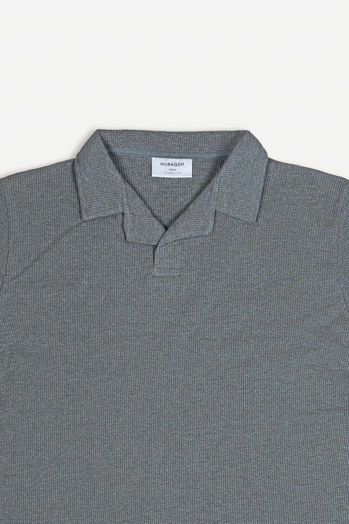 Light Grey Waffle Revere Polo - Men