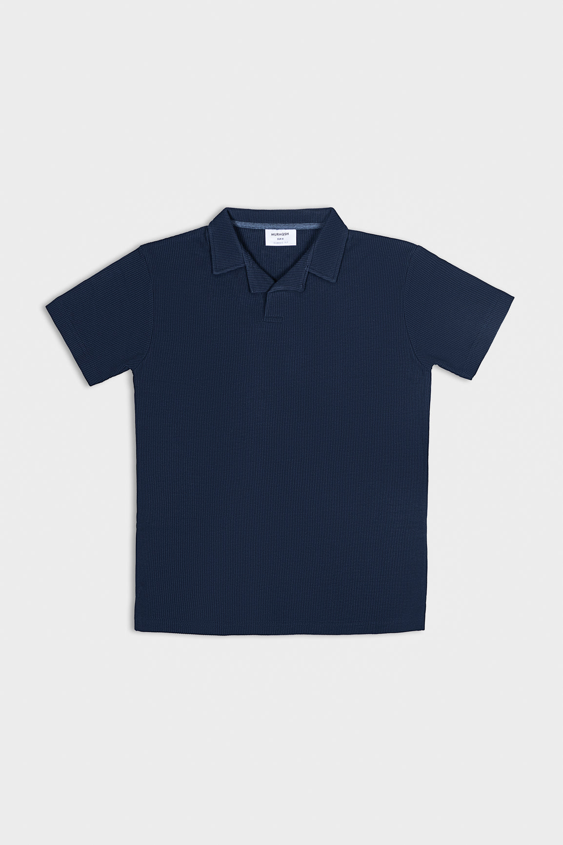 Navy Blue Waffle Revere Polo - Men