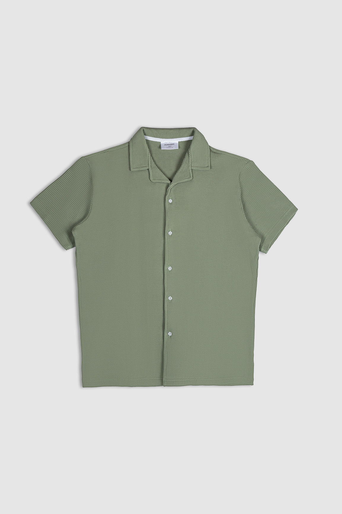 Mint Waffle Textured Revere Button Down