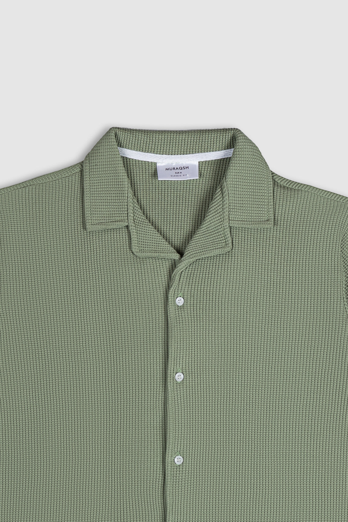 Mint Waffle Textured Revere Button Down
