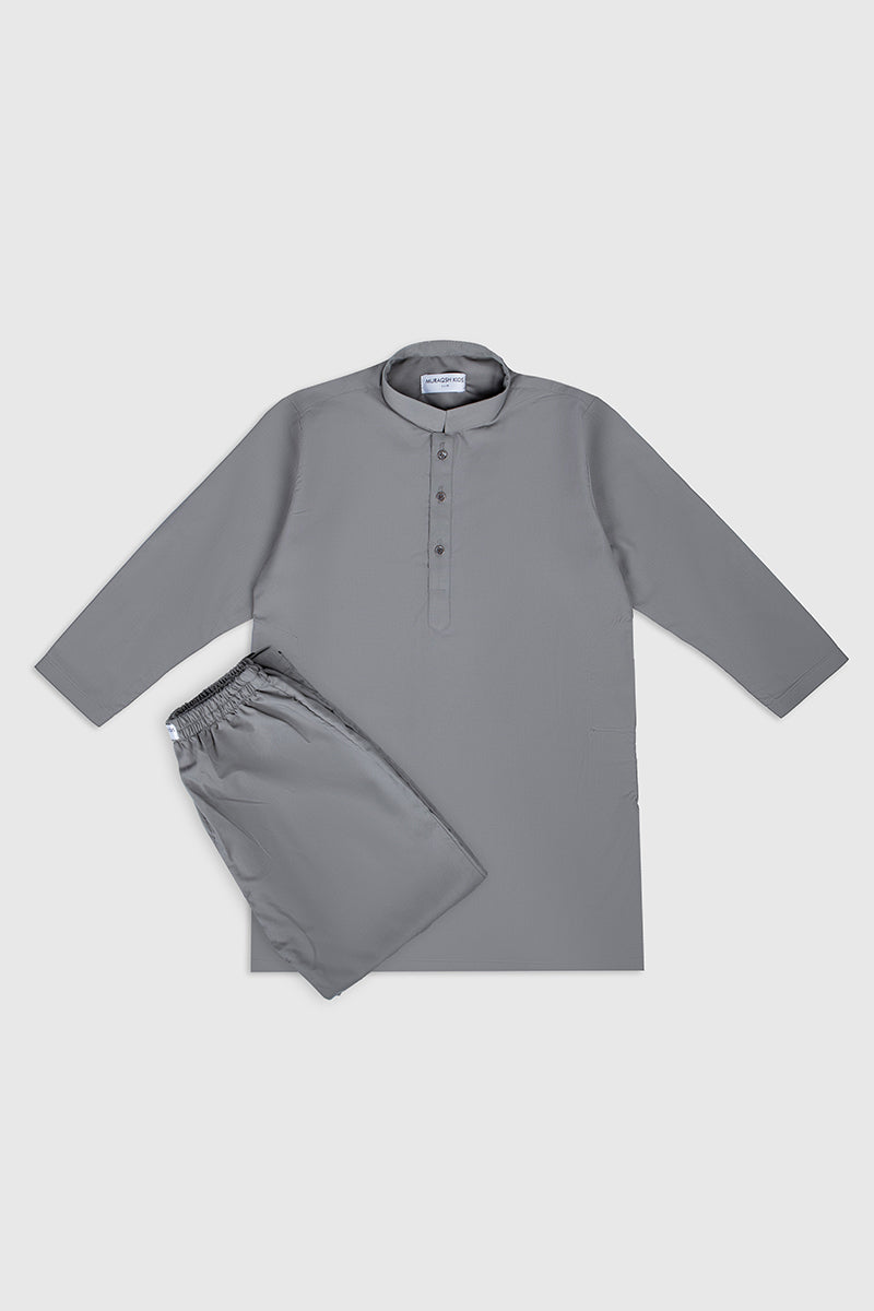 Sand Grey Kurta Trouser - Kids