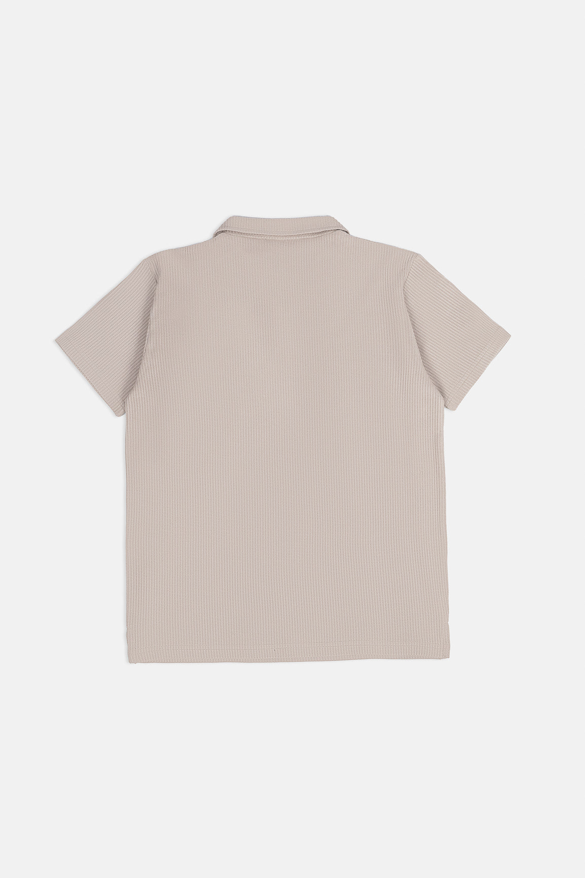 Beige Drop Needle Zipper Polo Shirt - Men