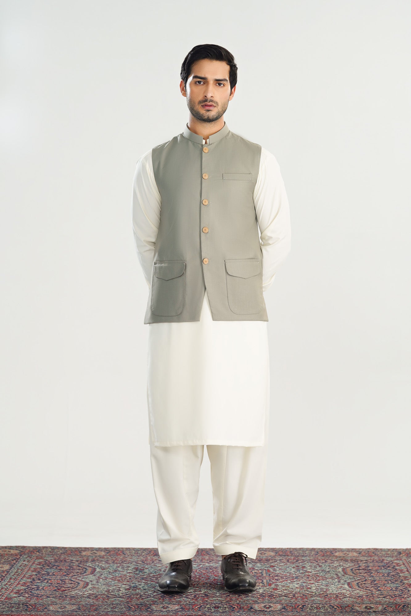 Sand Grey Suiting Waistcoat - Straigth Cut - Men