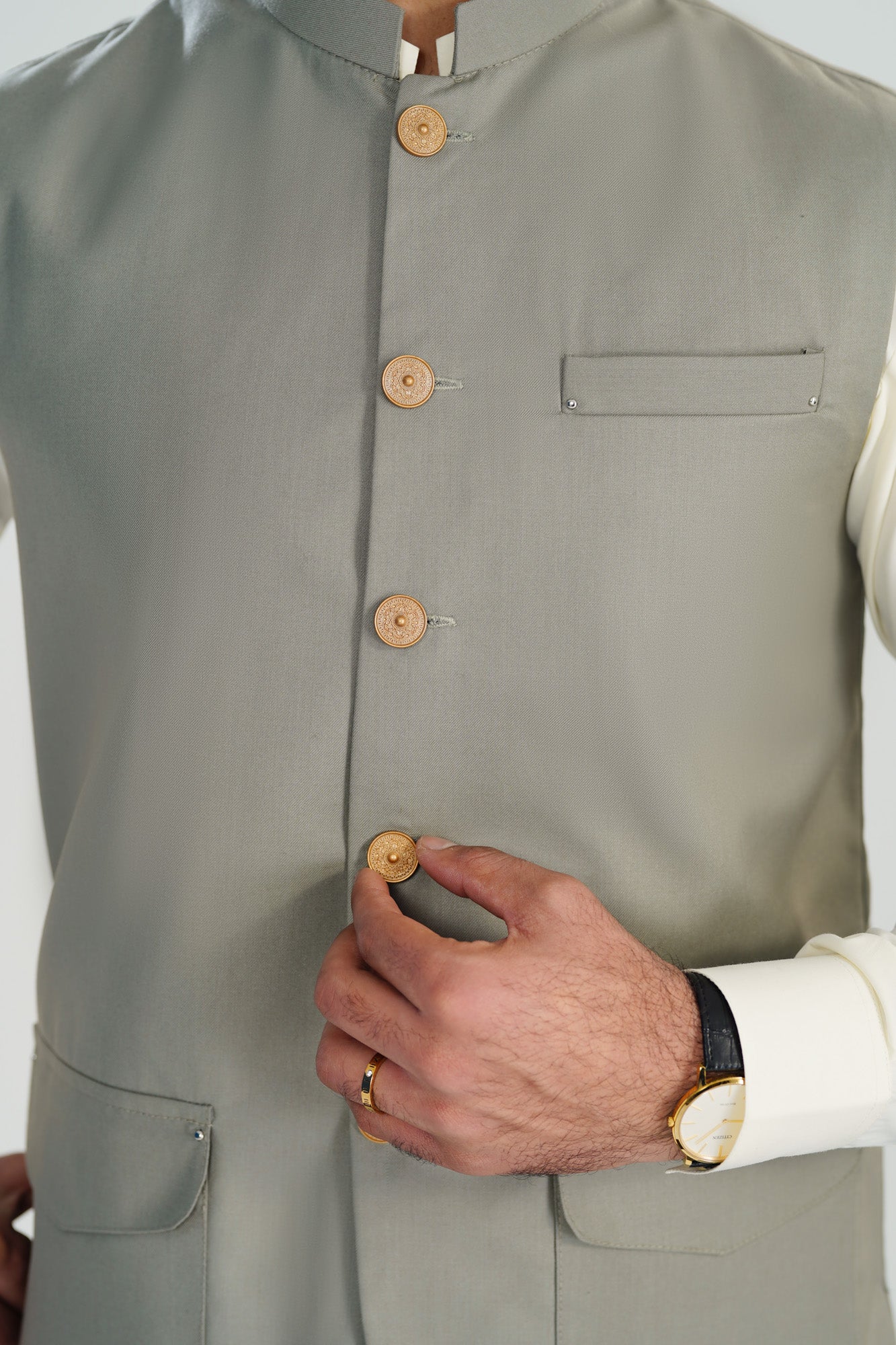 Sand Grey Suiting Waistcoat - Straigth Cut - Men