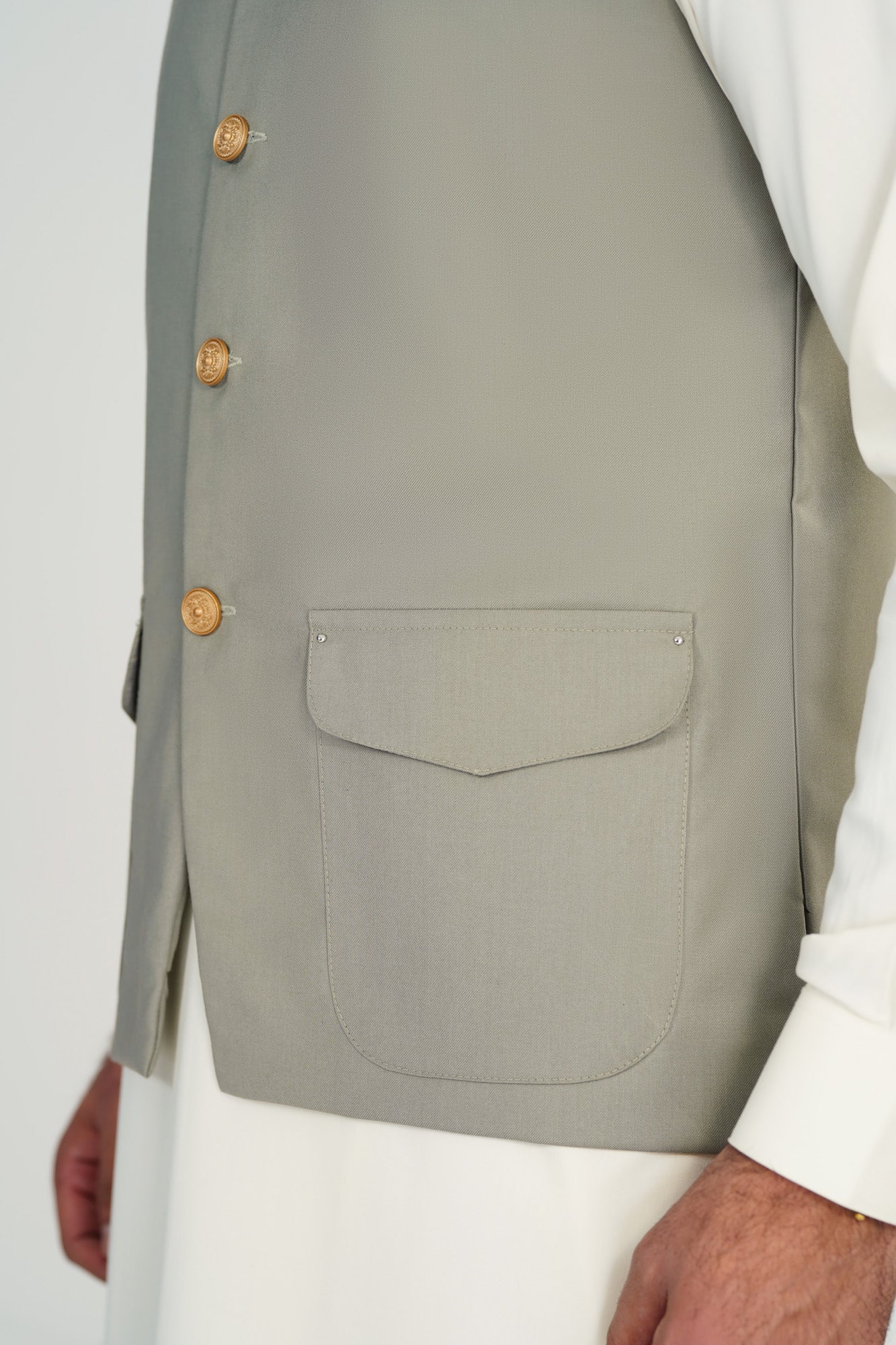 Sand Grey Suiting Waistcoat - Straigth Cut - Men