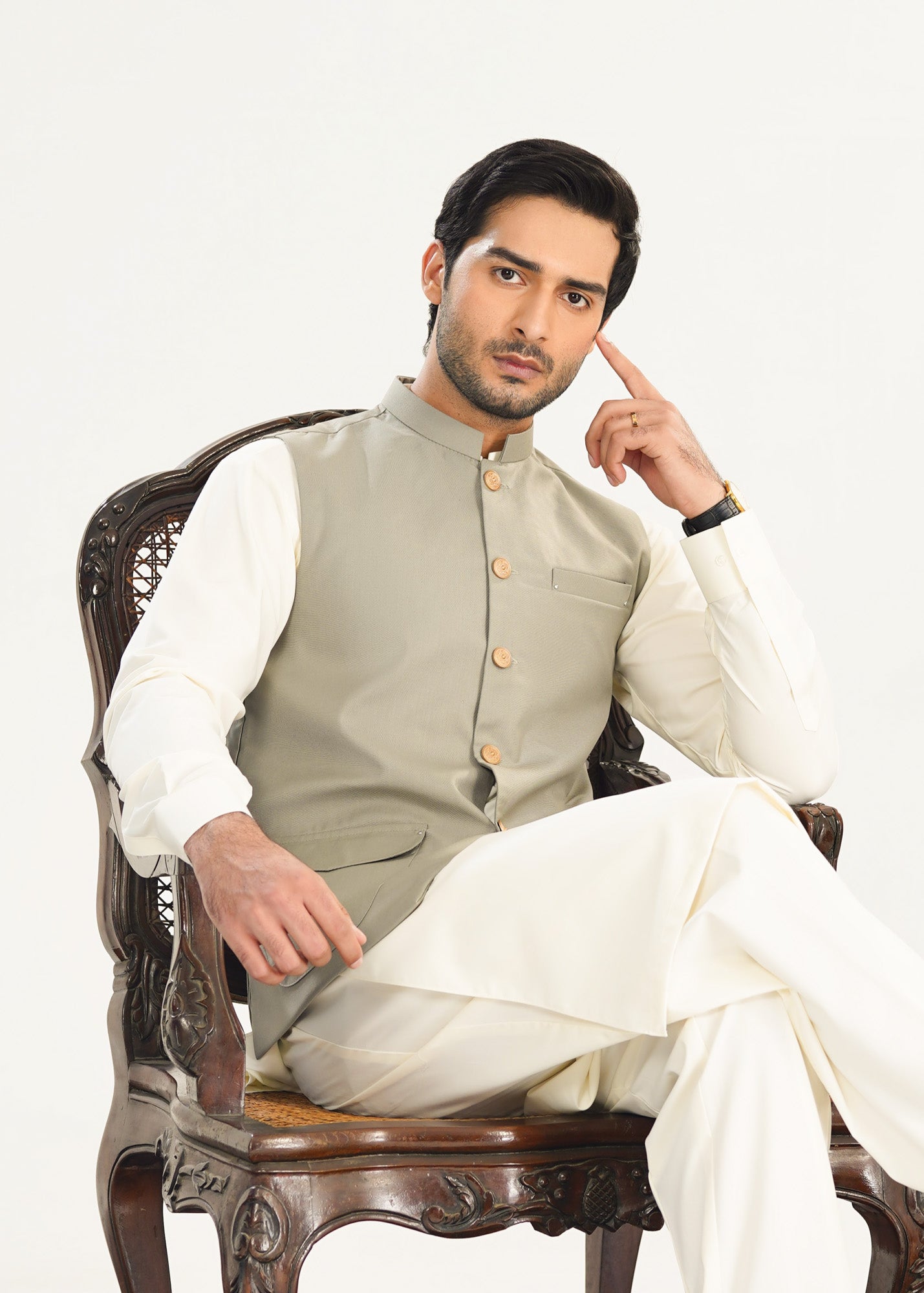 Sand Grey Suiting Waistcoat - Straigth Cut - Men