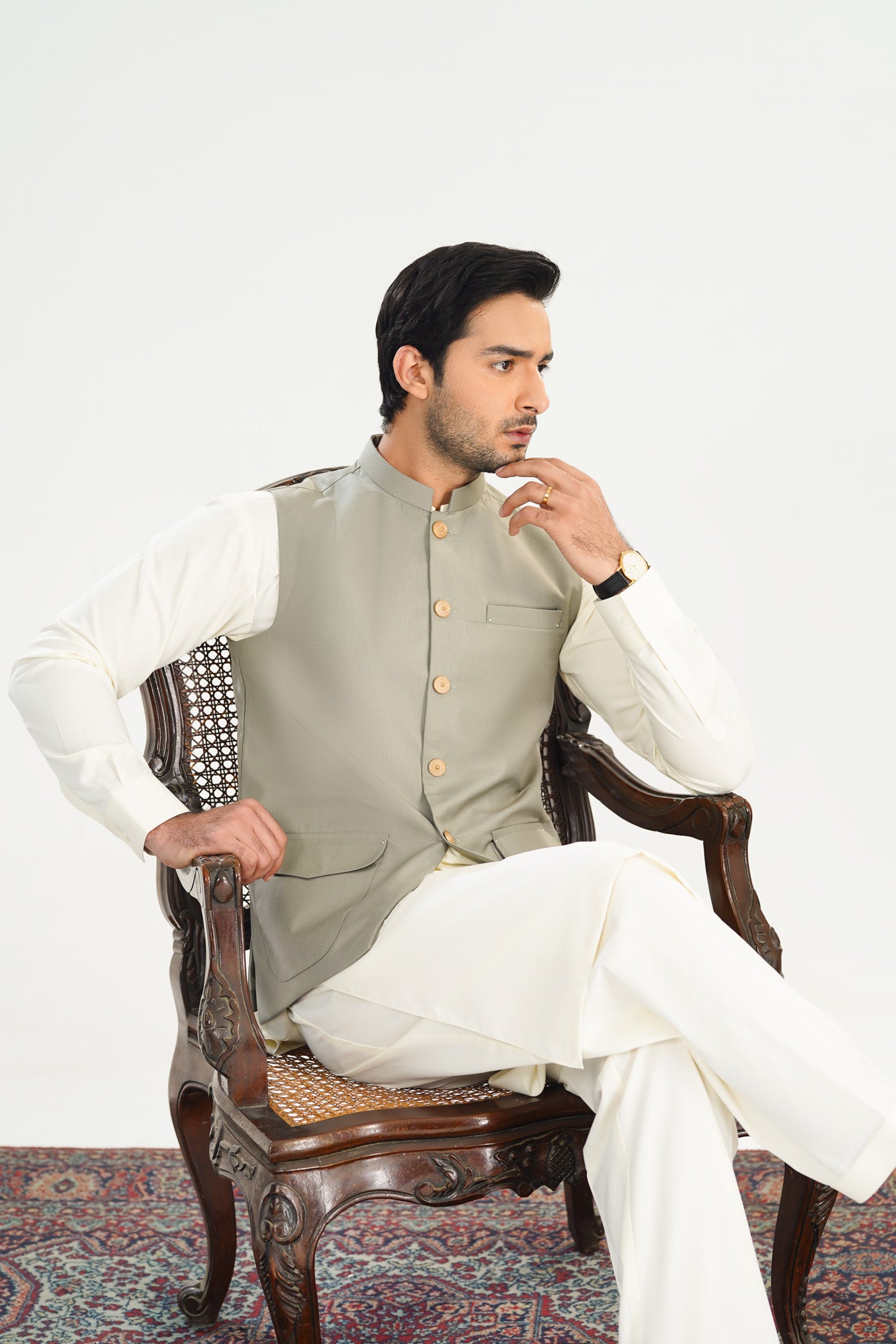 Sand Grey Suiting Waistcoat - Straigth Cut - Men