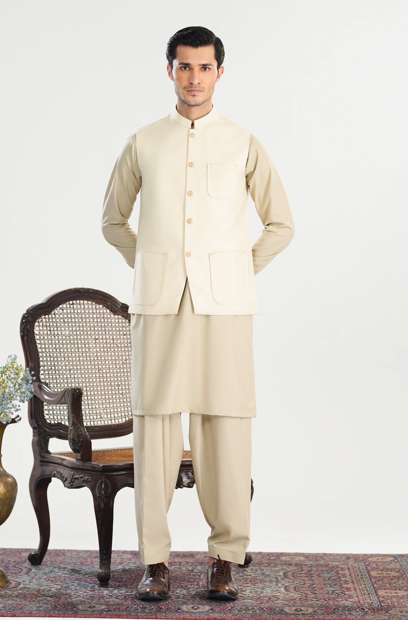 Creamy White Suiting Waistcoat - Straigth Cut - Men