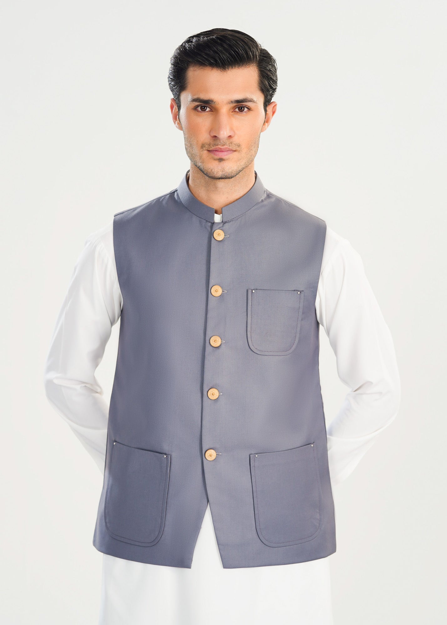 Bluish Grey Suiting Waistcoat - Straigth Cut - Men
