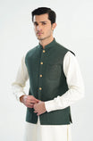 Army Green Wool Waistcoat - A-Line Cut - Men - Muraqsh -- Menswear