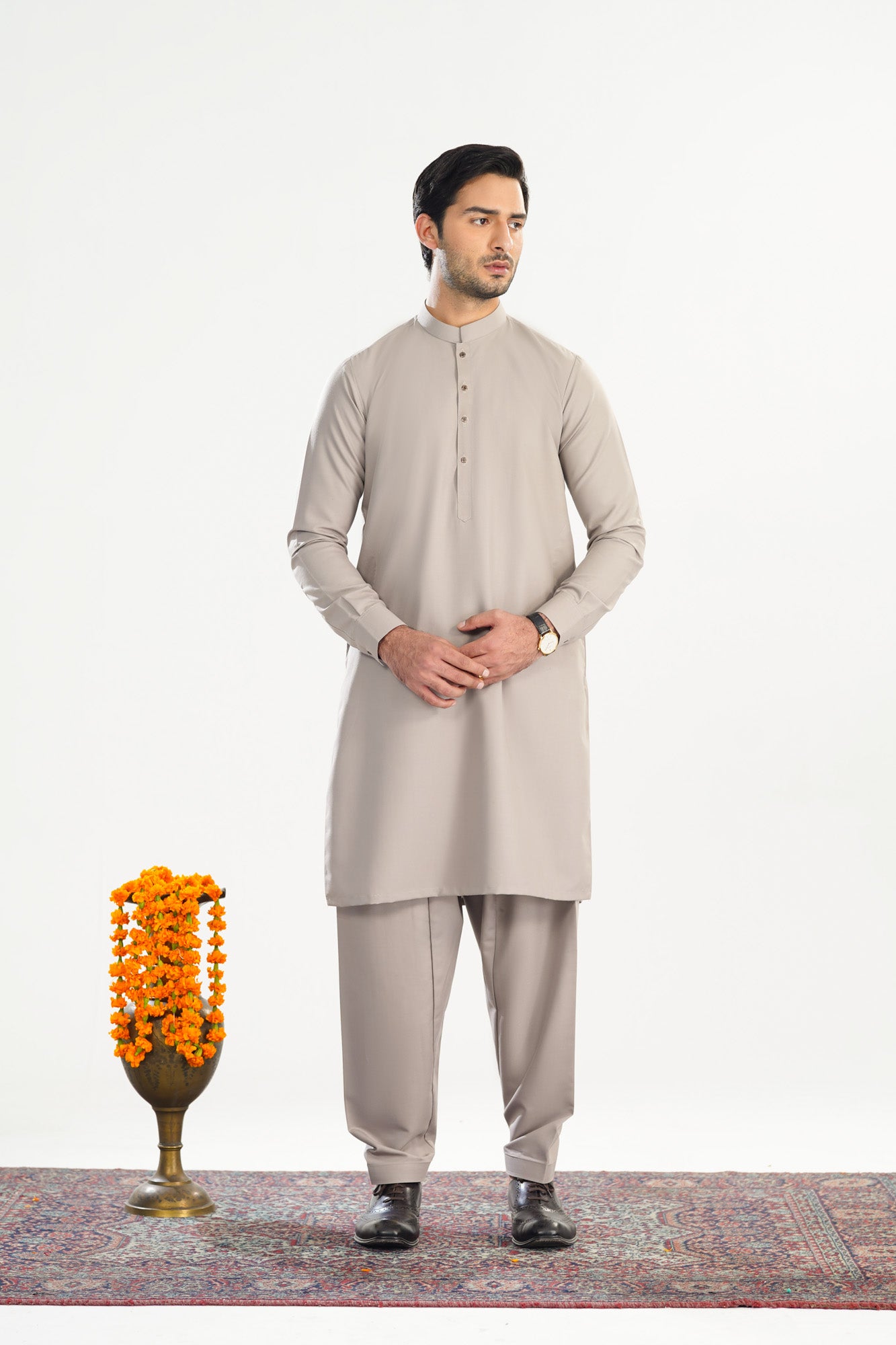 Dull Nude Blended Kameez Shalwar - Men