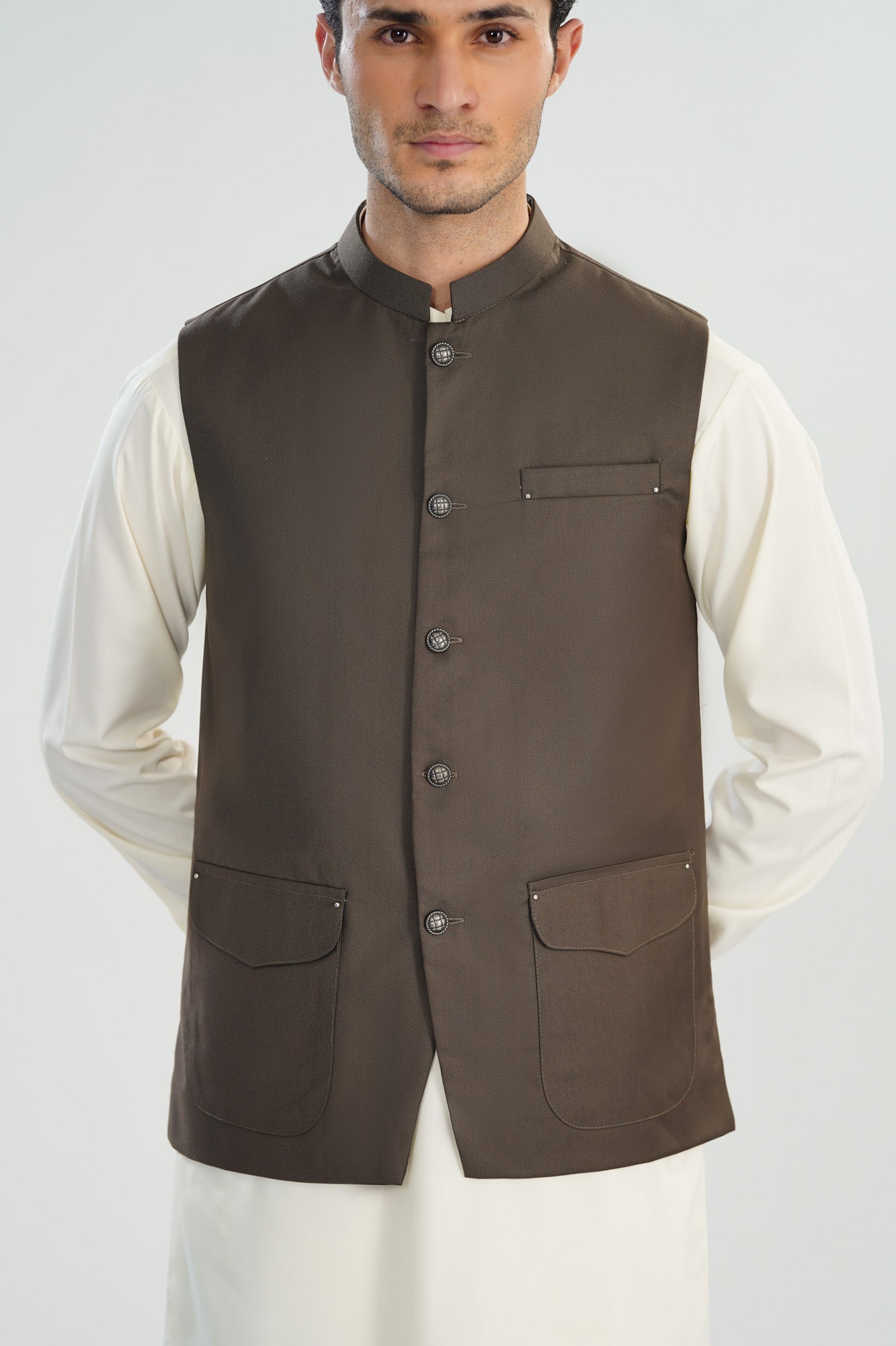 Taupe Suiting Waistcoat - Straigth Cut - Men