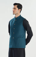 Teal Blue Suiting Waistcoat - Straight Cut - Men