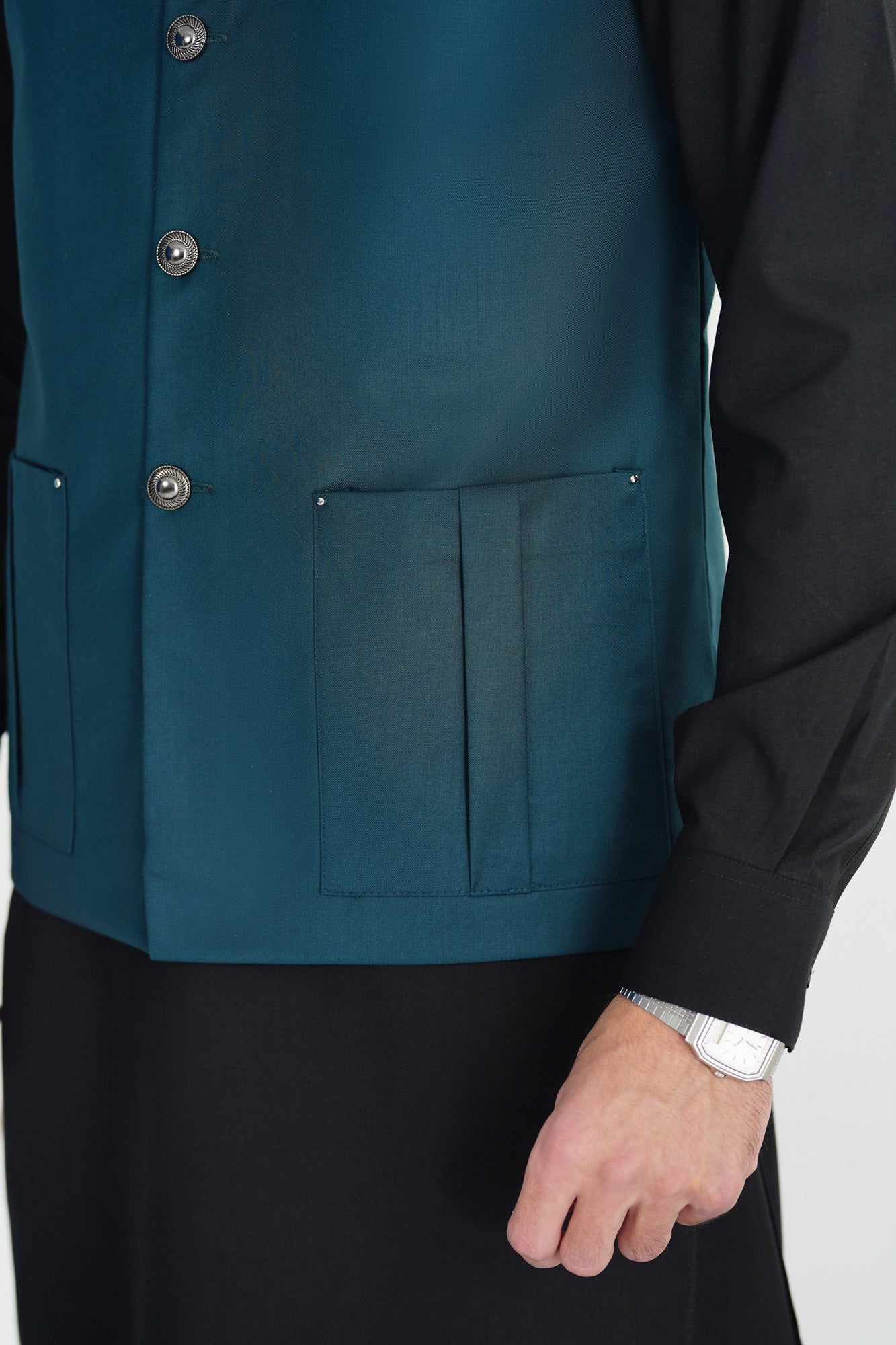 Teal Blue Suiting Waistcoat - Straigth Cut - Men