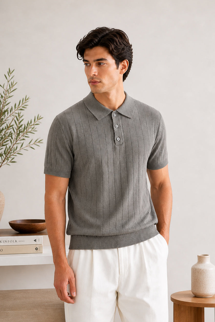 Ash Classic Rib Knit Polo - Men
