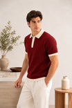 Maroon Classic Contrast Knit Polo