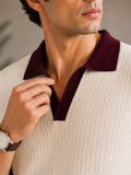 Ecru Heritage Knit Contrast Knit Polo