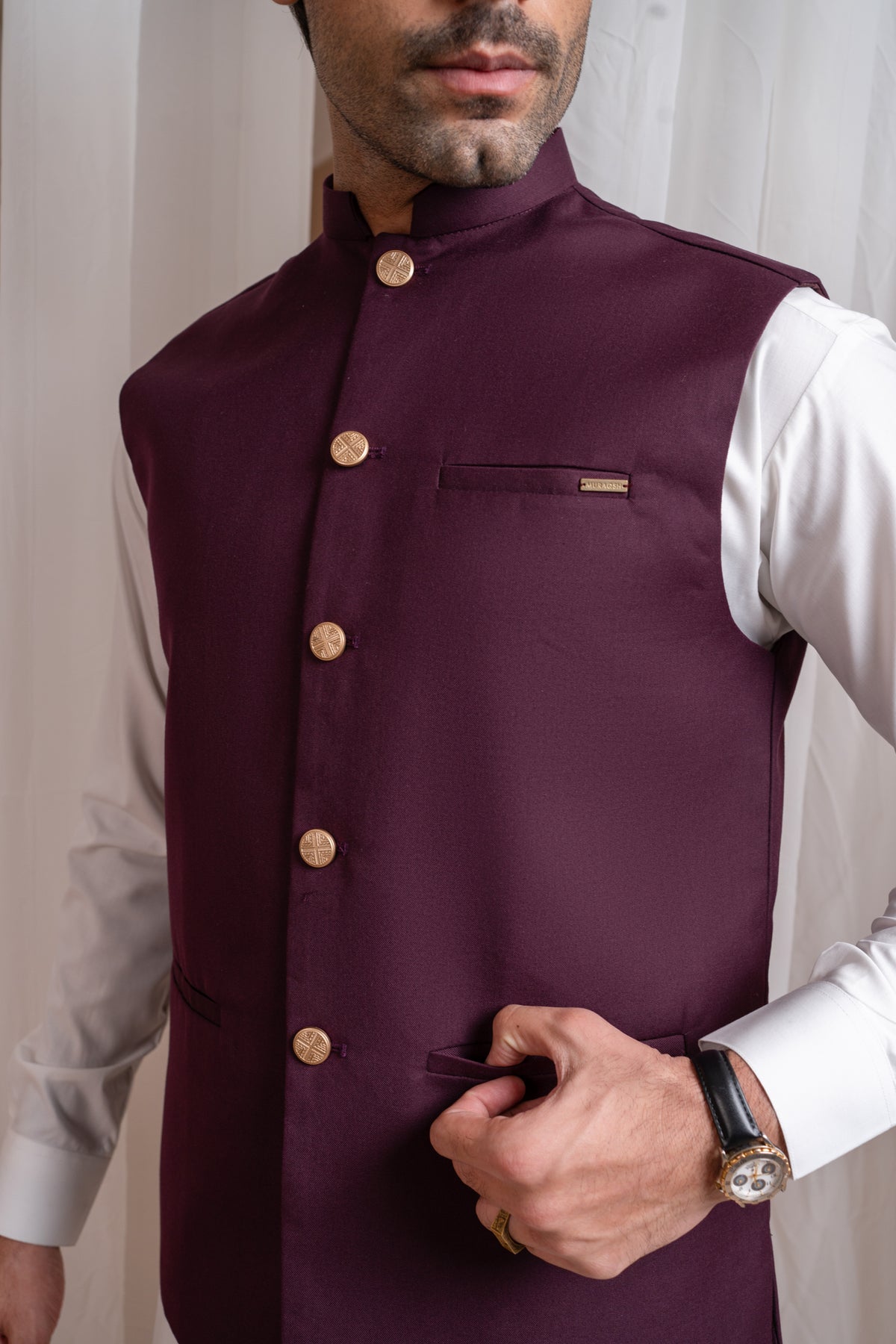 Off White Kurta Jacquard Trouser
