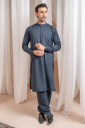 Charcoal Grey Kurta Trouser/Shalwar - Men