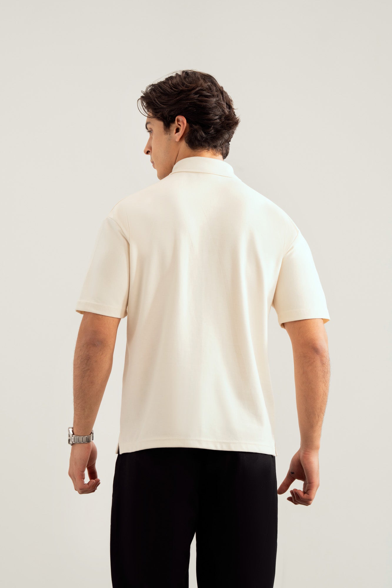 Off White Interlock Zipper Polo - Boxy Fit - Men
