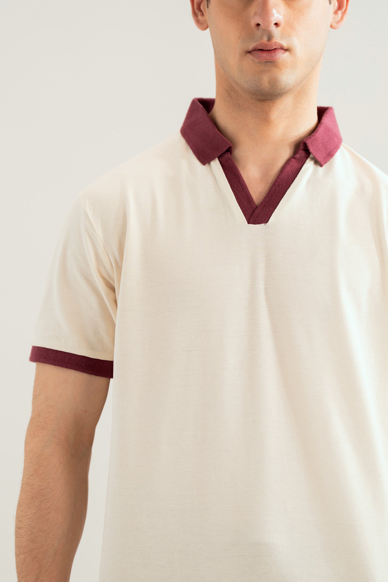 Off White Johhny Resort Polo - Maroon Collar - Men