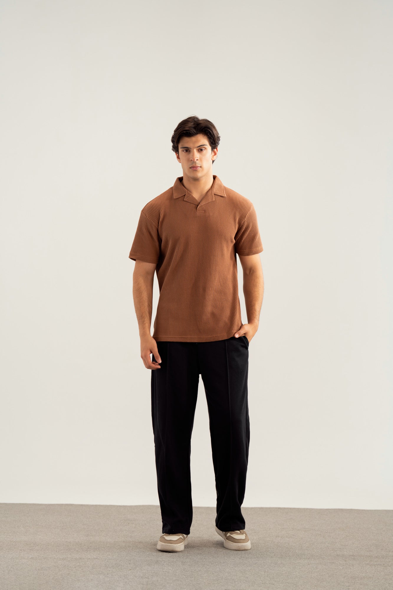Camel Waffle Revere Polo - Smart Fit - Men