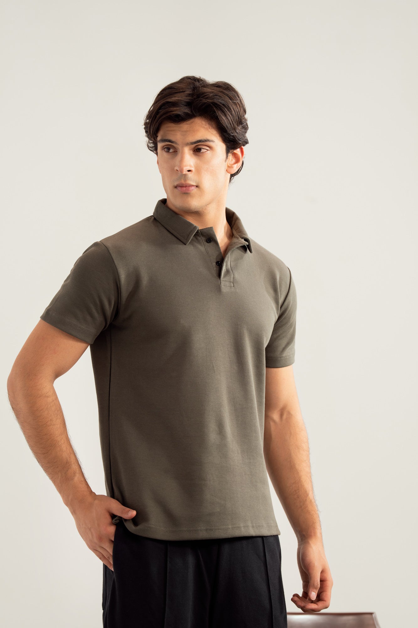 Deep Olive Interlock Polo - Smart Fit - Men