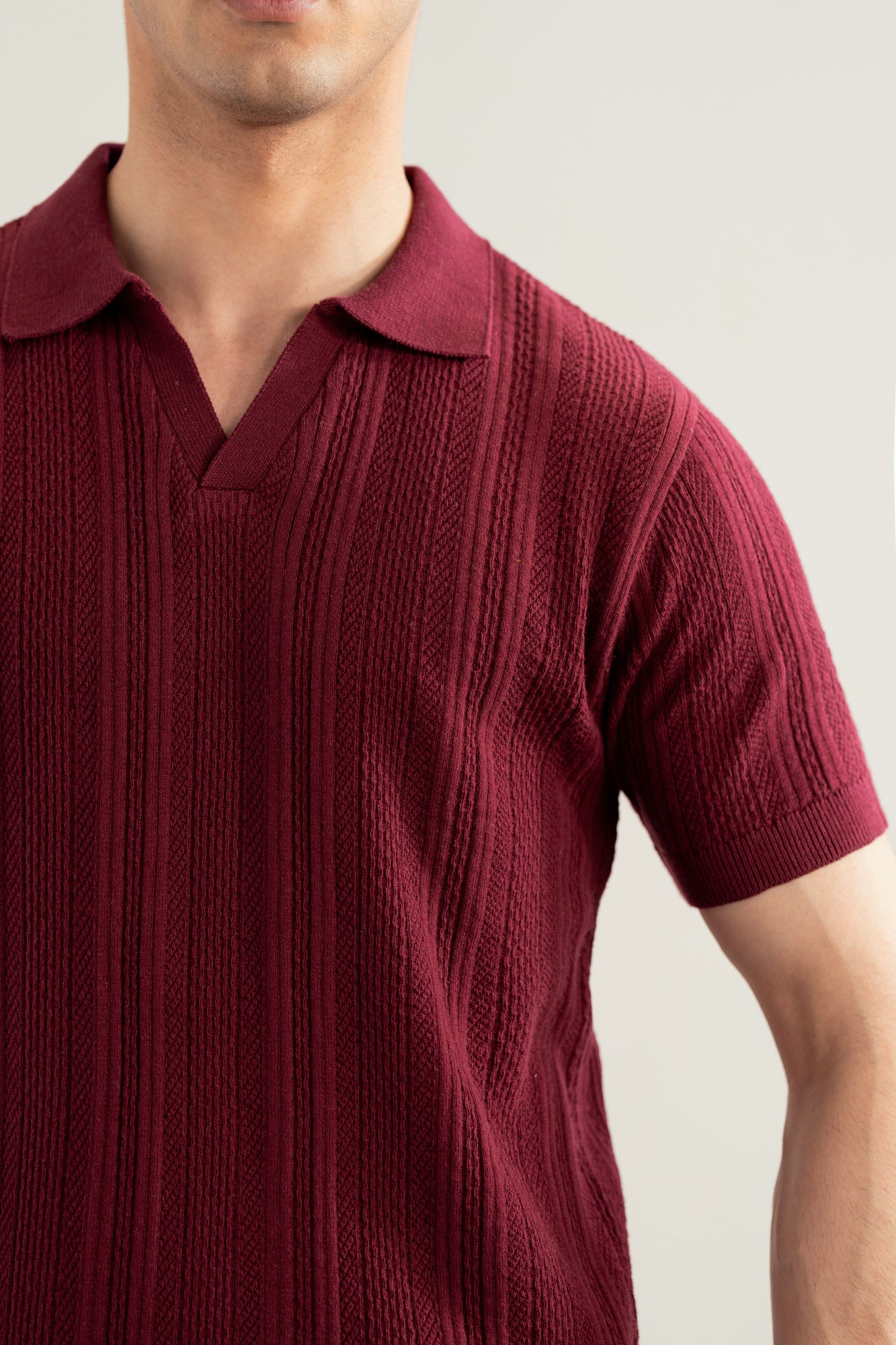 Plum Wave Knitted Polo - Men