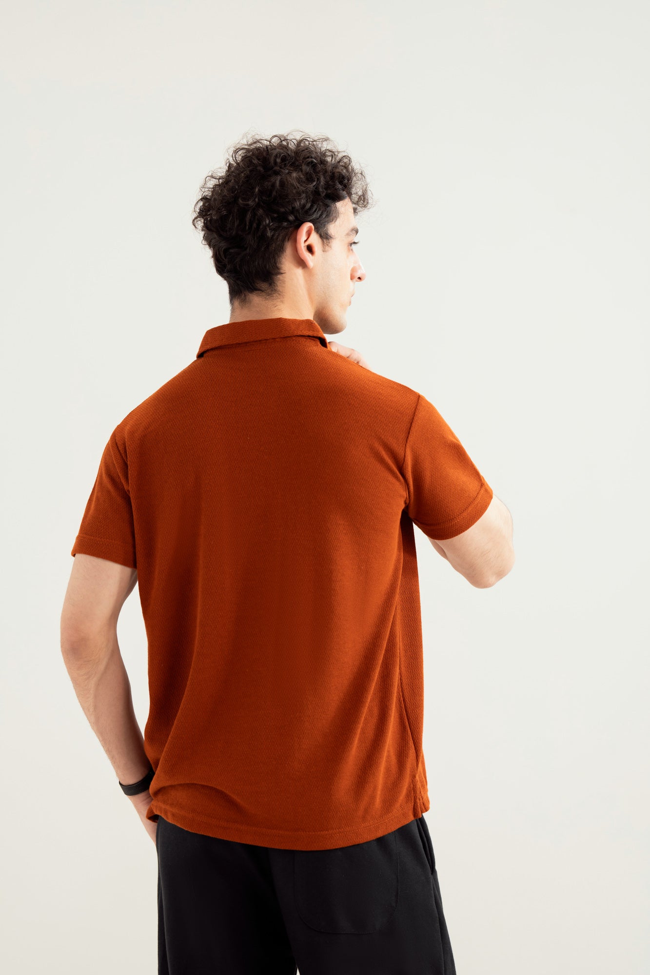 Rust Mesh Thermal Knit Polo - Smart Fit - Men