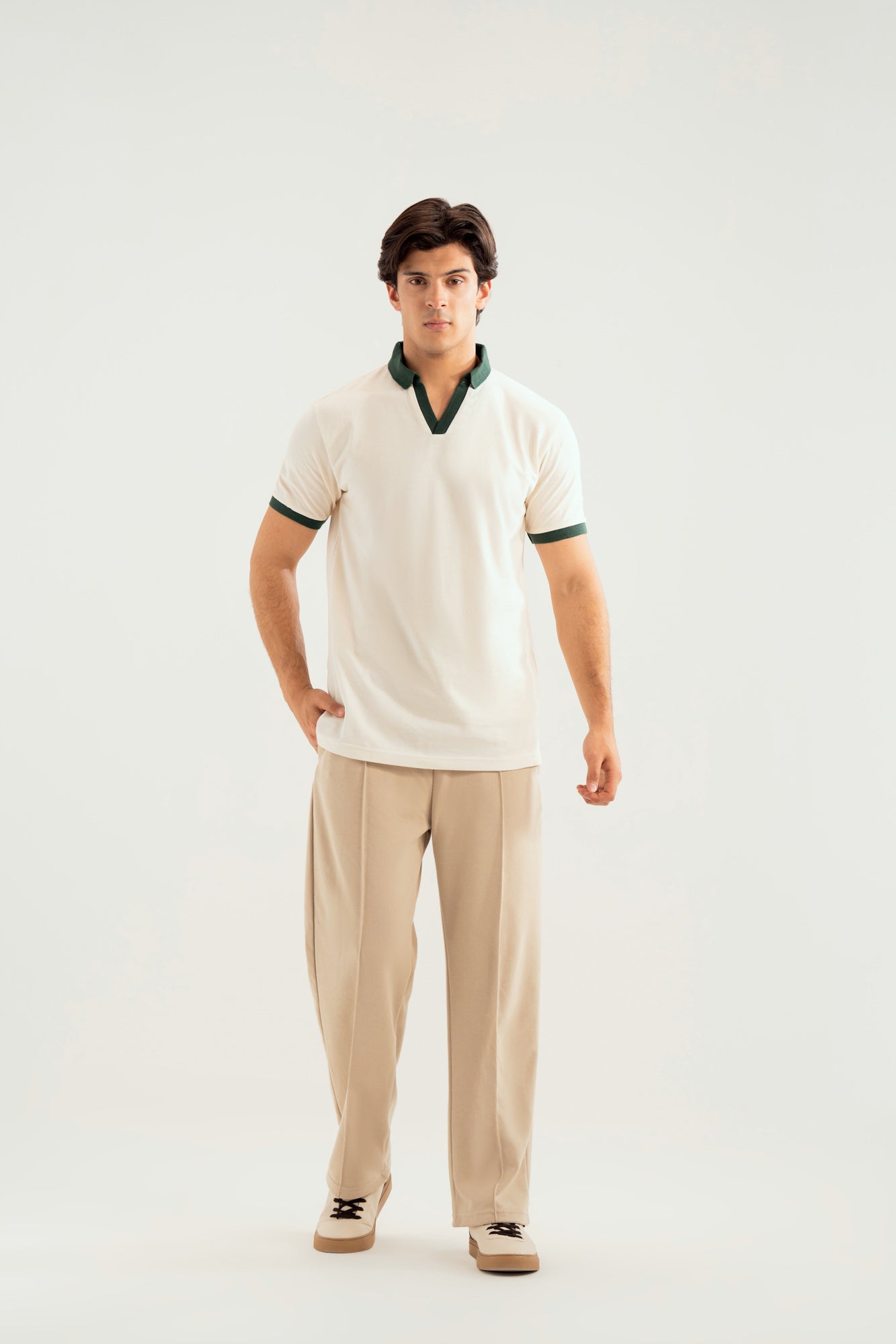 Off White Johhny Resort Polo - Green Collar - Men