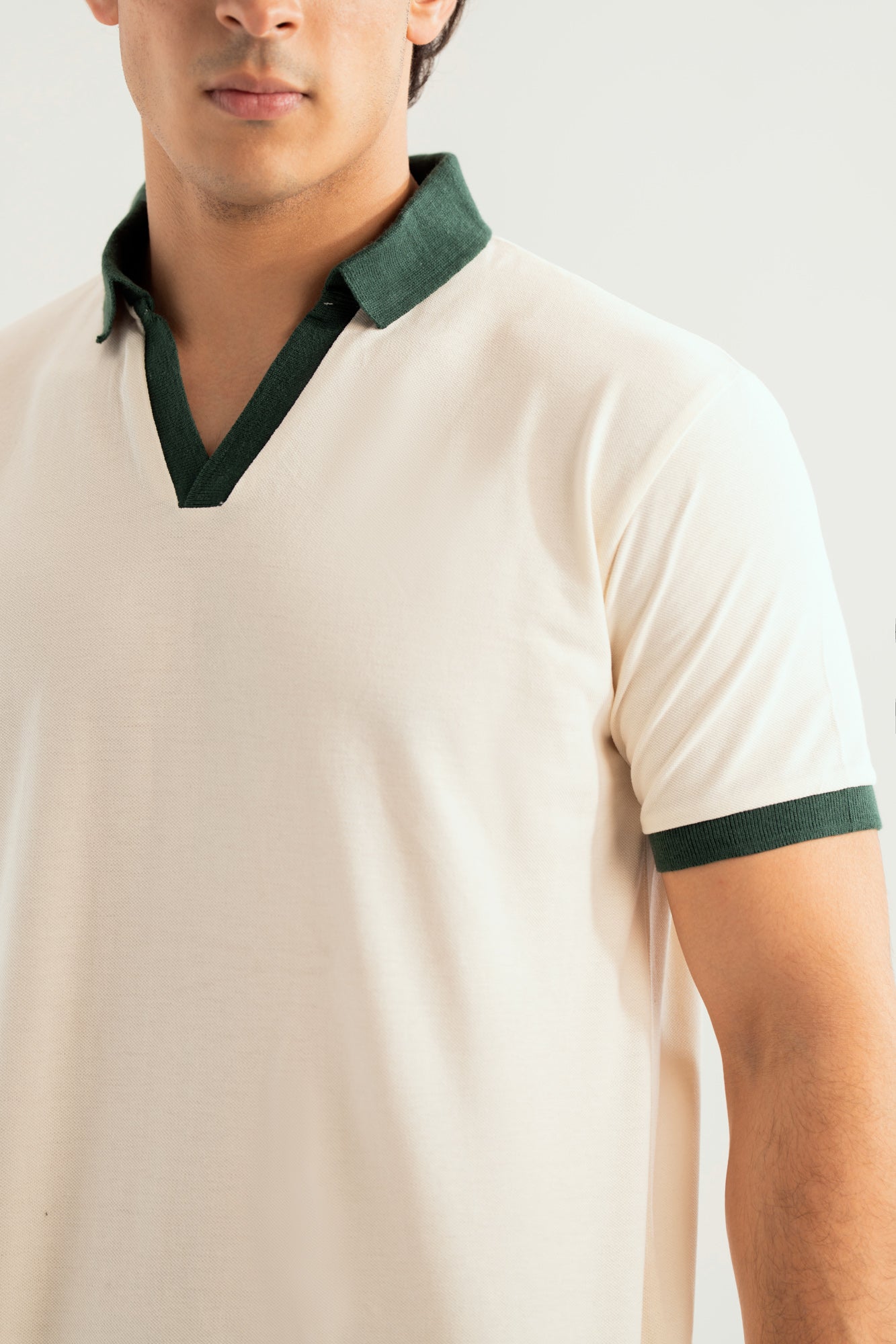 Off White Johhny Resort Polo - Green Collar - Men