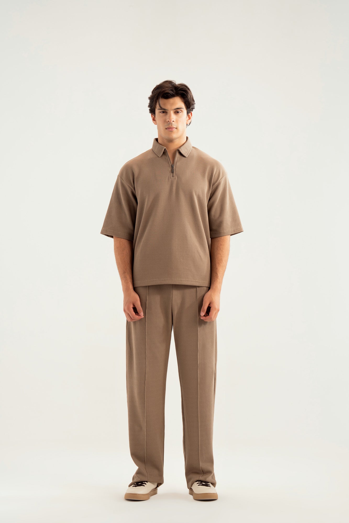 Sand Beige Waffle Coord Set - 2PC - Men