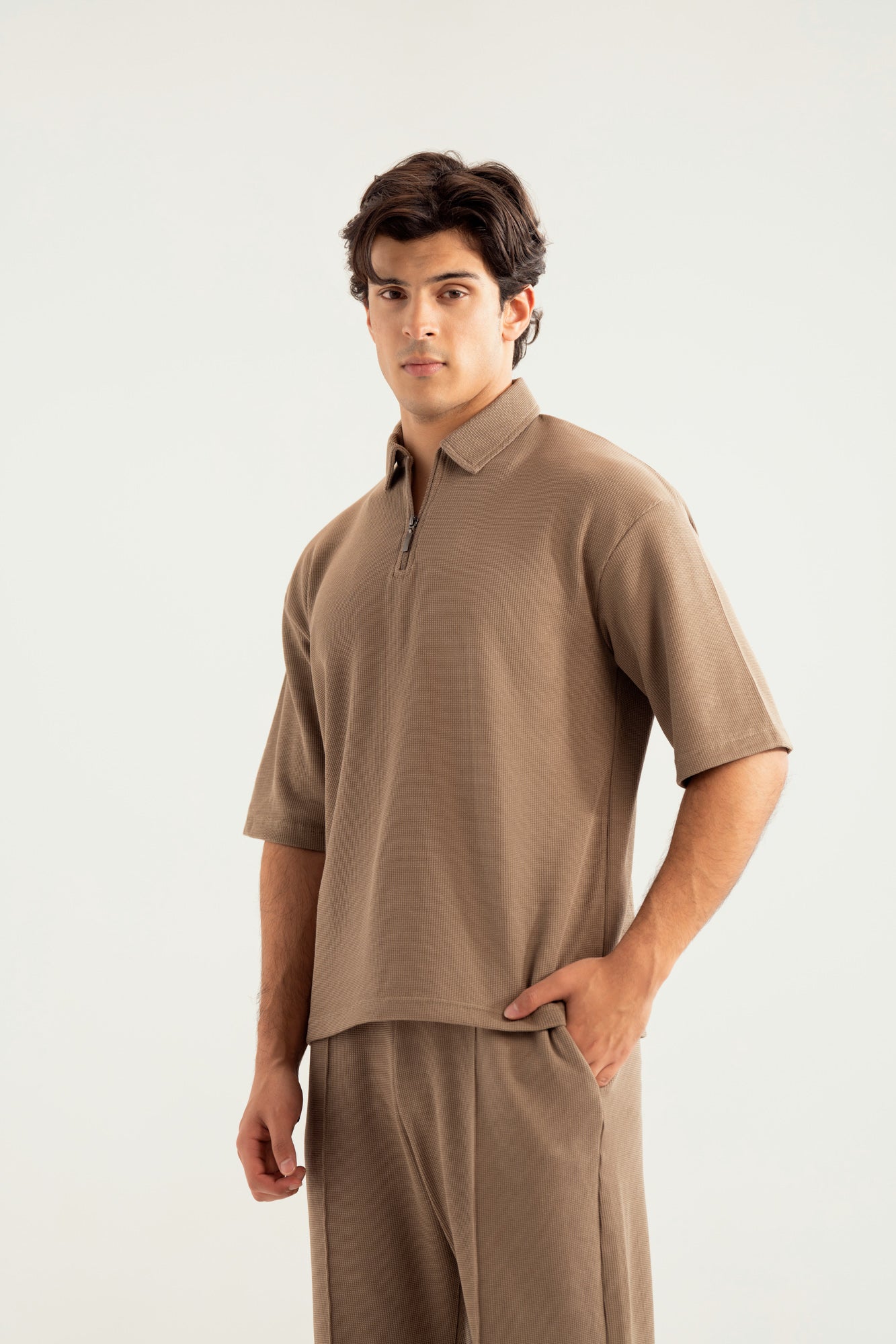 Sand Beige Waffle Coord Set - 2PC - Men