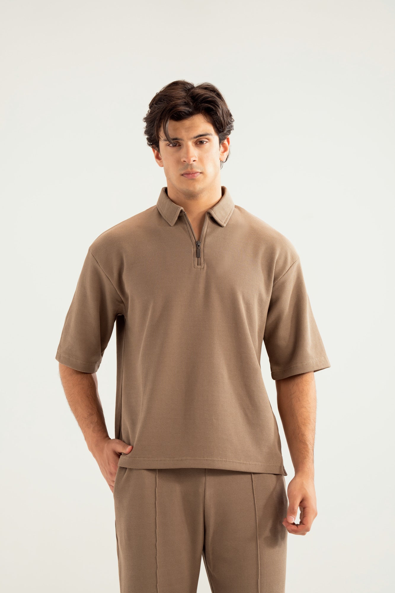 Sand Beige Waffle Coord Set - 2PC - Men