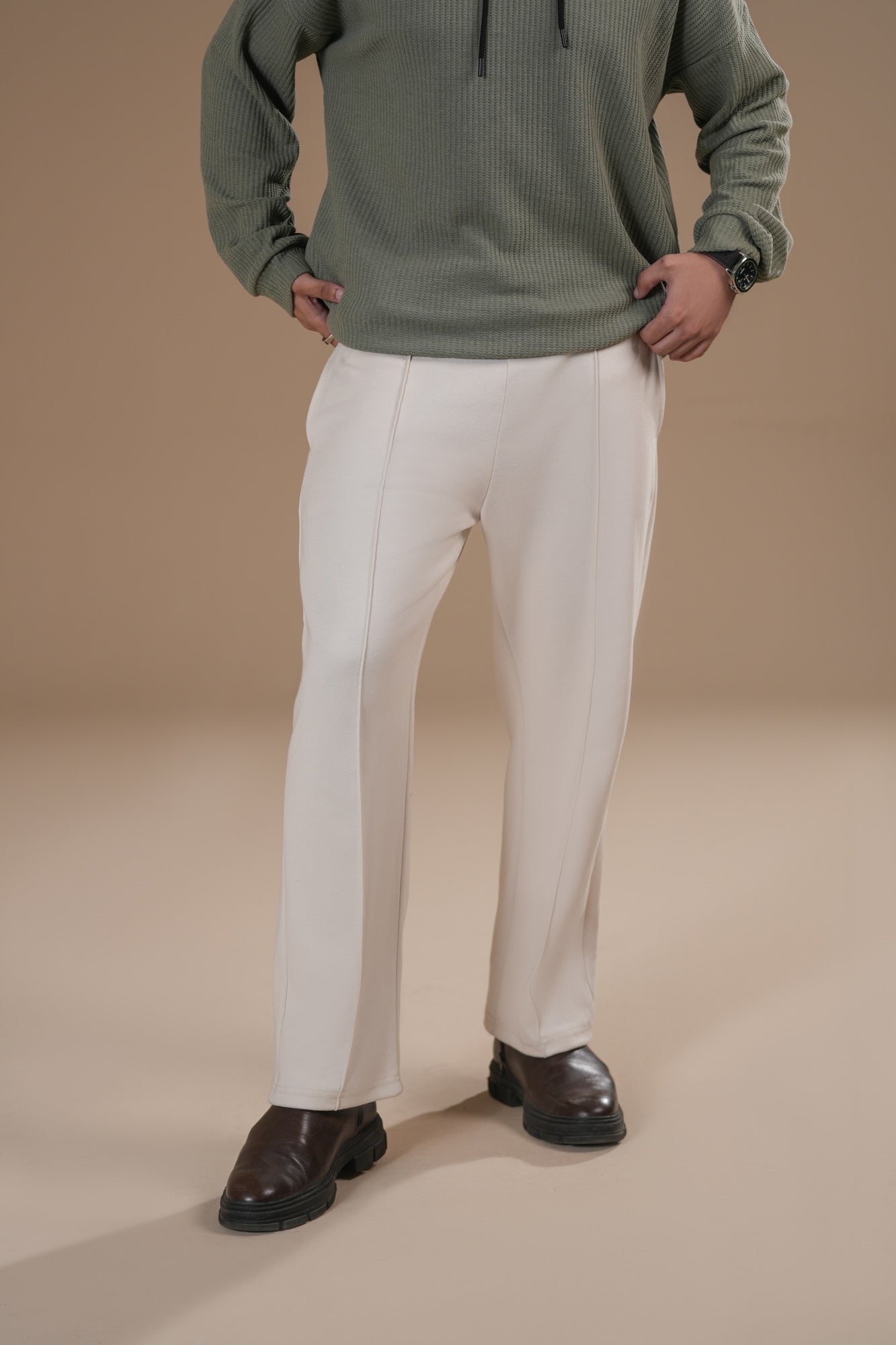 Off White Interlock Straight Fit Trouser - Men