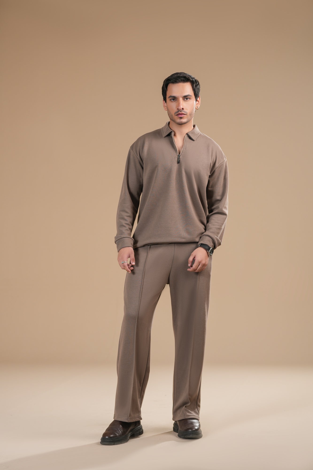 French Beige Interlock Coord Set - 2PC - Men