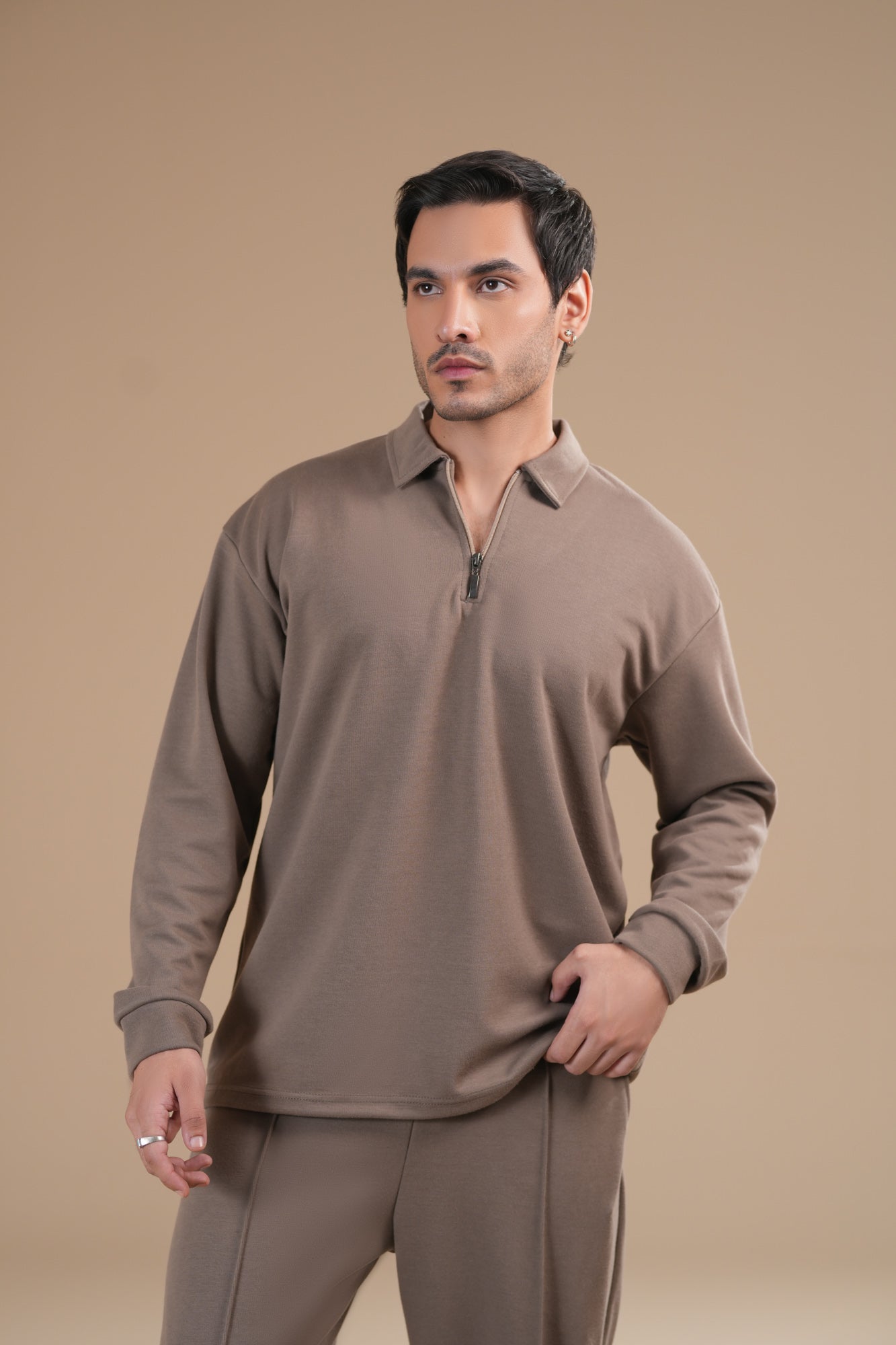 French Beige Interlock Coord Set - 2PC - Men