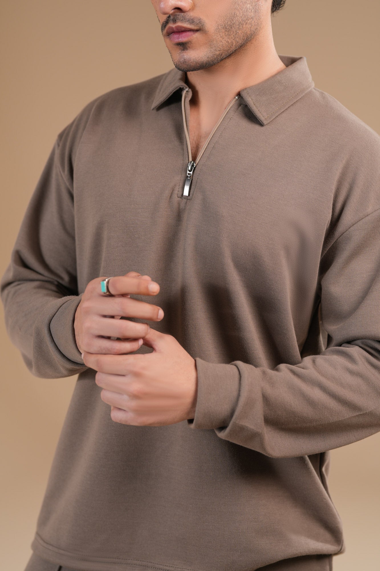 French Beige Interlock Coord Set - 2PC - Men