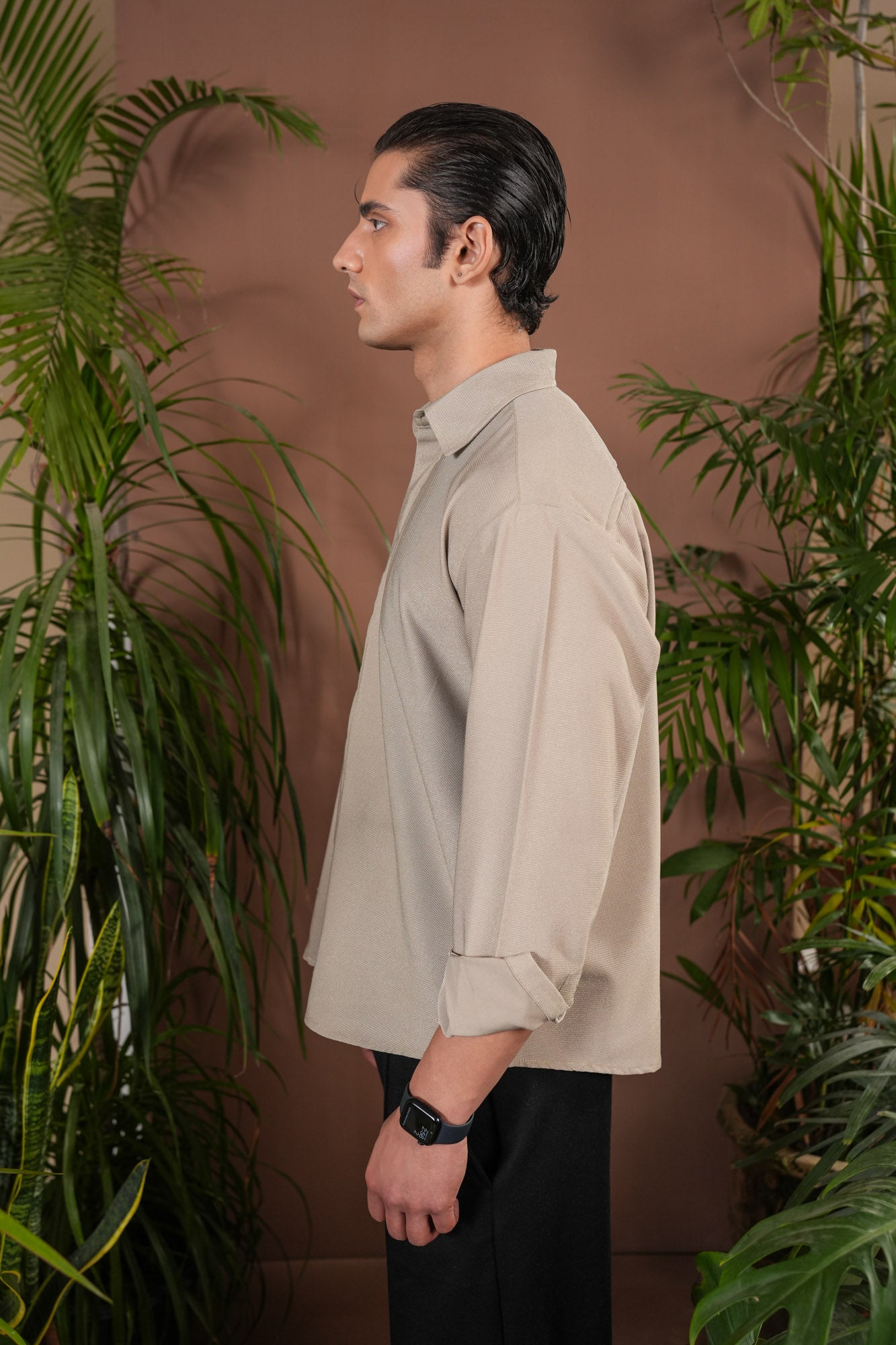 Beige Honeycomb Interlock Poplin Shirt - Men