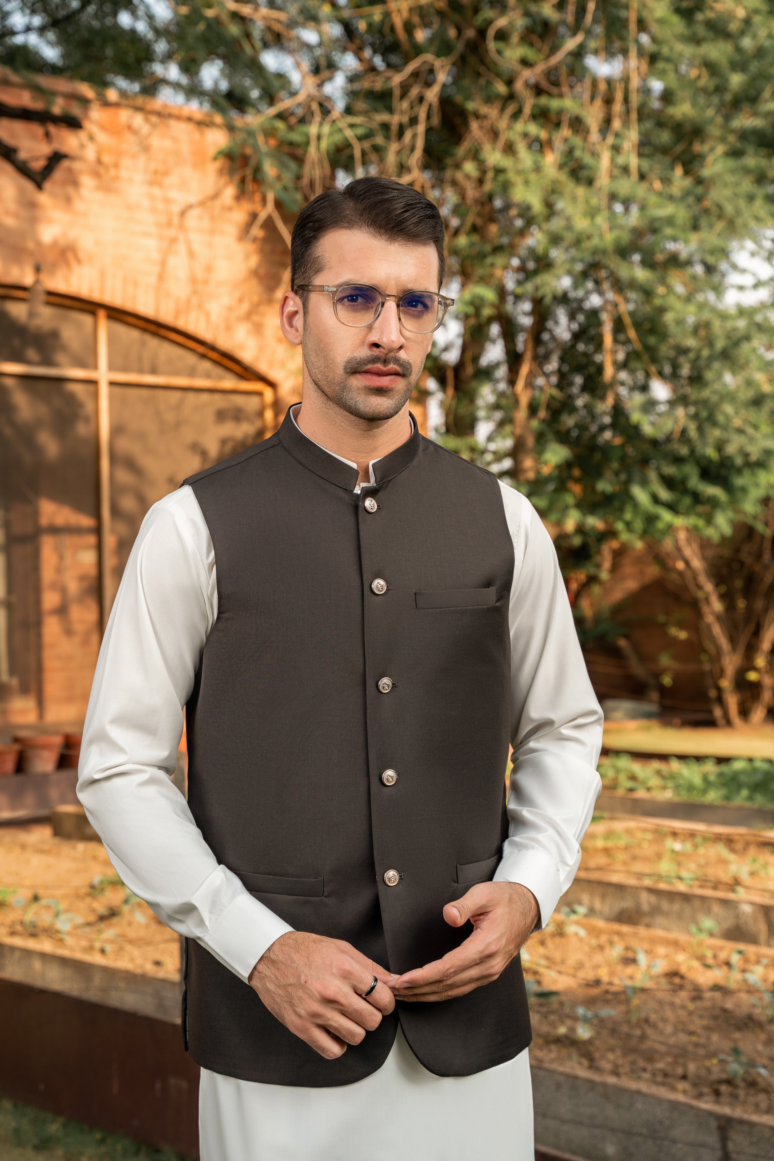 Pack of 2 Suiting Waistcoats  - Round Cut - Charcoal Grey & Dark Brown