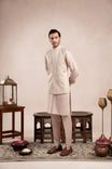 Coffee Beige Kurta Trouser with Arrow Embroidered Waistcoat - 3PC - Men - Muraqsh -- Wedding Wear