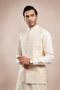 Bosky White Falling Embroidered Waistcoat - Men
