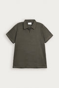 Deep Olive Mesh Thermal Knit Polo - Smart Fit - Men